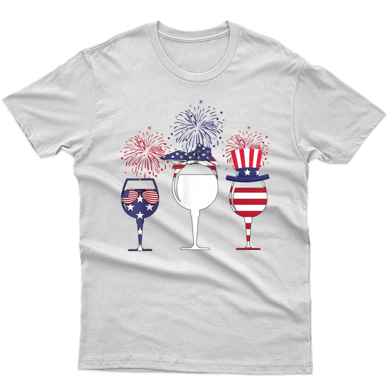 American Flag Wine Patriotic 4th Of July T-shirt