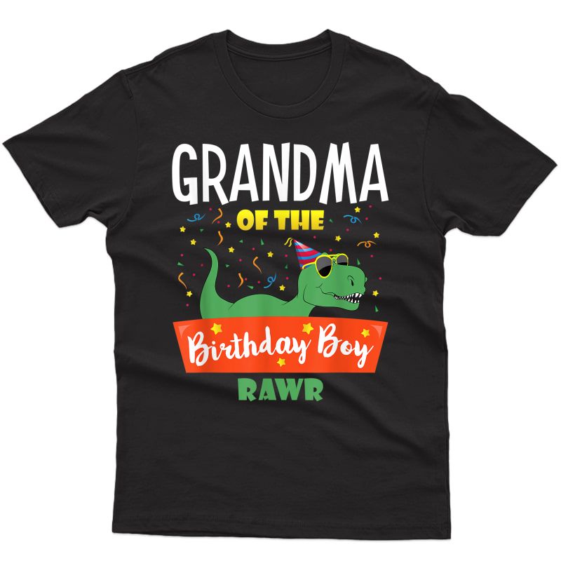 Grandma Of The Birthday Boy Shirt Dinosaur Raptor T T-shirt Men Short Sleeve
