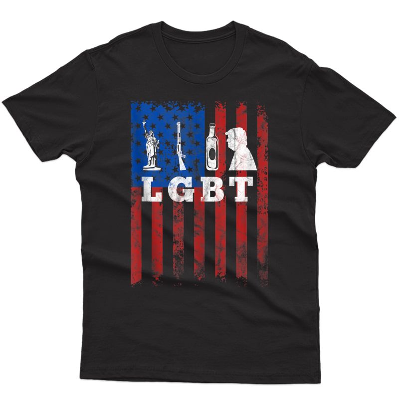 Parody Lgbt Funny Liberty Guns Beer Trump American Flag Gift Tank Top Shirts