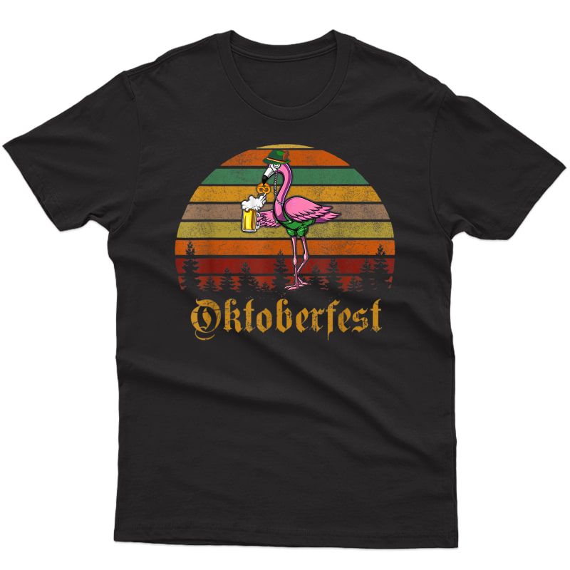 Retro Vintage Flamingo Beer Octoberfest T-shirt For T-shirt